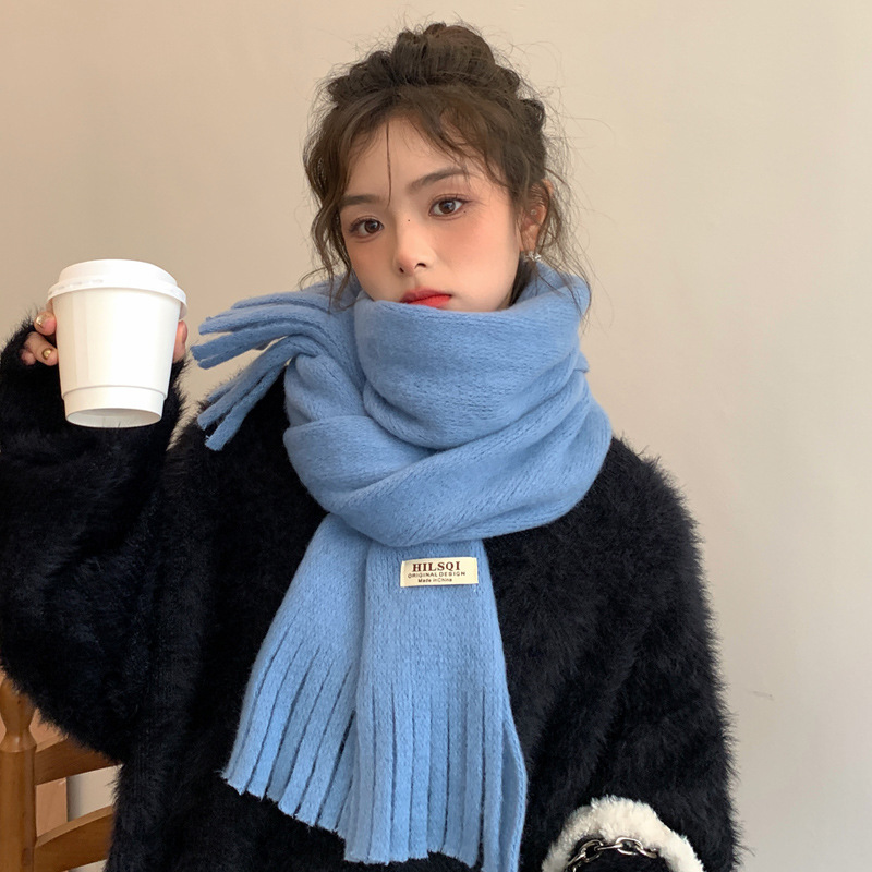 新款秋冬季围巾高级感仿羊绒百搭针织披肩韩版纯色保暖围巾情侣详情13