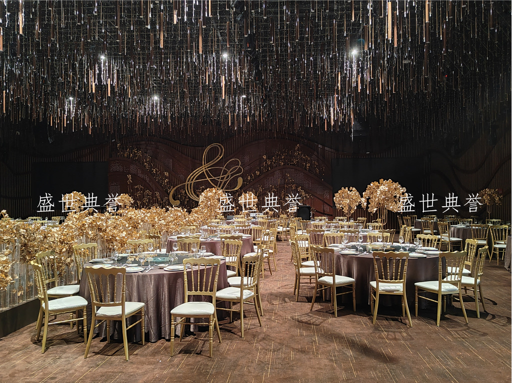 Hangzhou Banquet Center dining tables and chairs Hotel theme wedding bamboo joint chairs, European-style wedding castle chairs, wedding banquet folding chairs pic 16