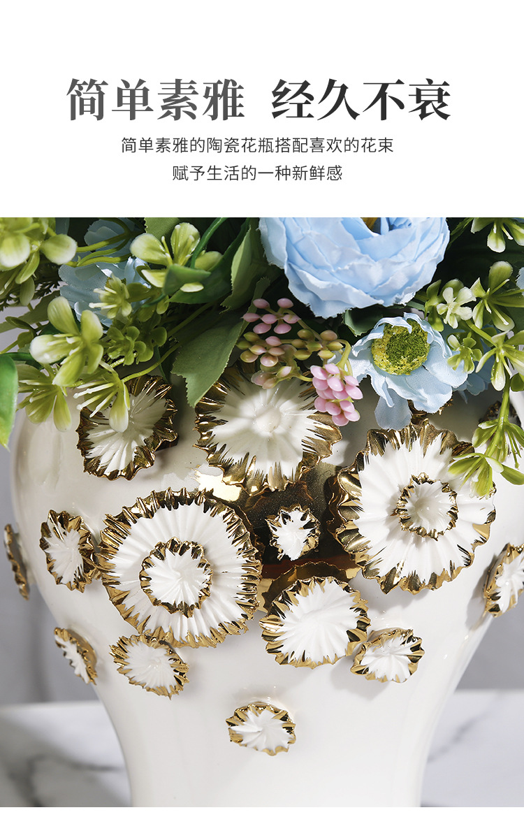 New ceramic electroplated decal golden general jar, European-style flower arrangement vase, handicraft display item, decorative storage jar pic 5