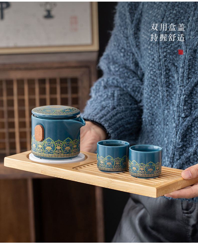 Tea set, home living room gift box, modern and simple kung fu ceramic teapot, tea tray and tea cup complete set pic 14