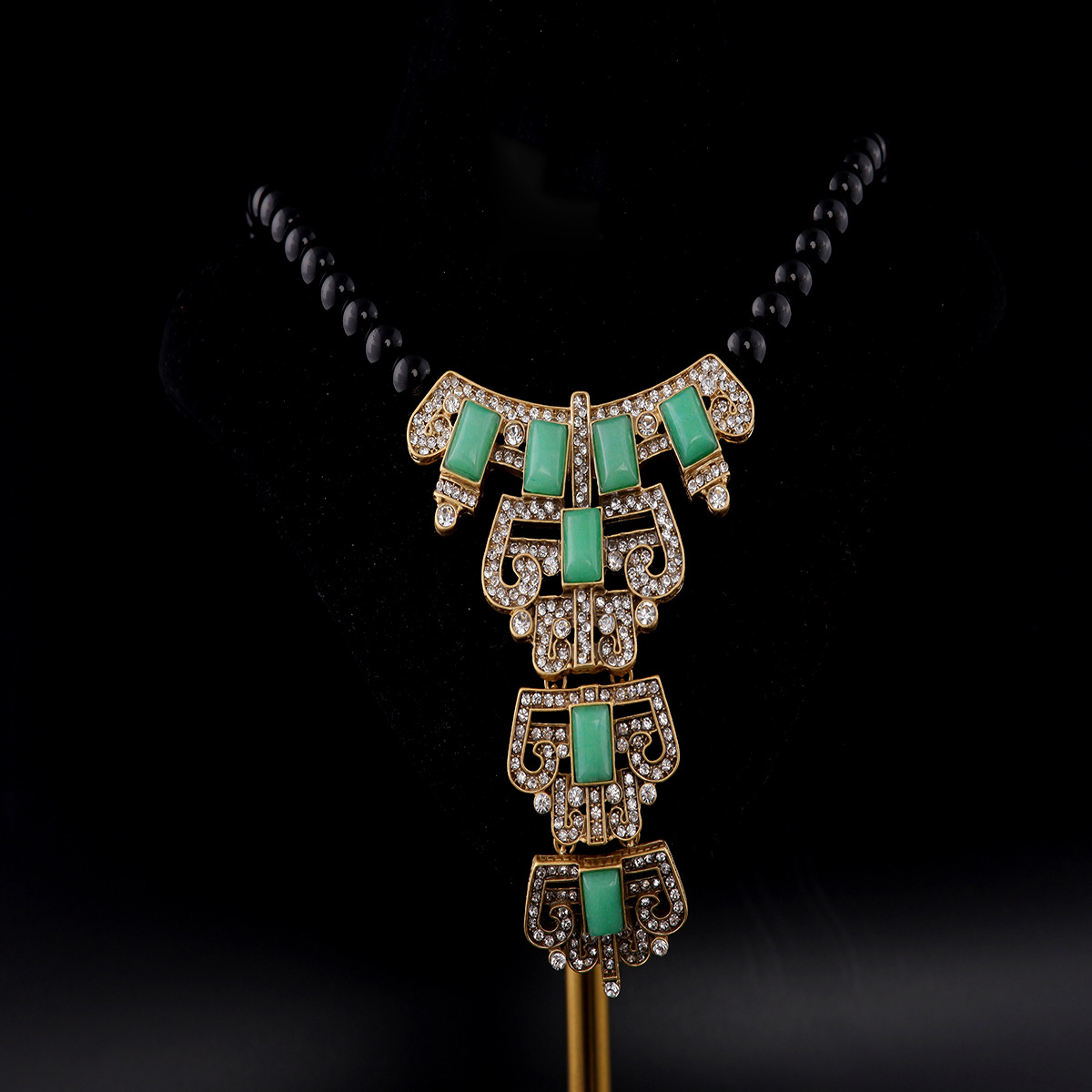 中古vintage轻奢小众设计高级感琉璃珠项链复古女款青岛工厂批发详情2