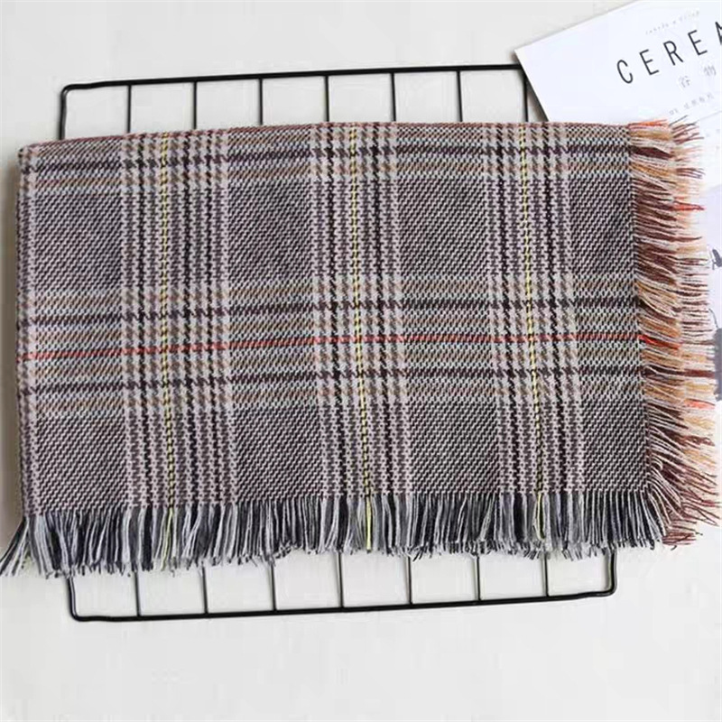 英伦格子围巾女冬季 羊绒混纺字母大披肩 千鸟格流苏潮牌羊绒围巾详情46