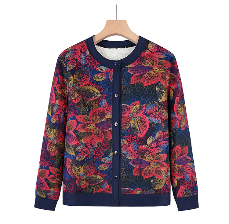 中老年人女装加绒加厚针织开衫妈妈保暖上衣服奶奶秋冬装毛衣外套详情20