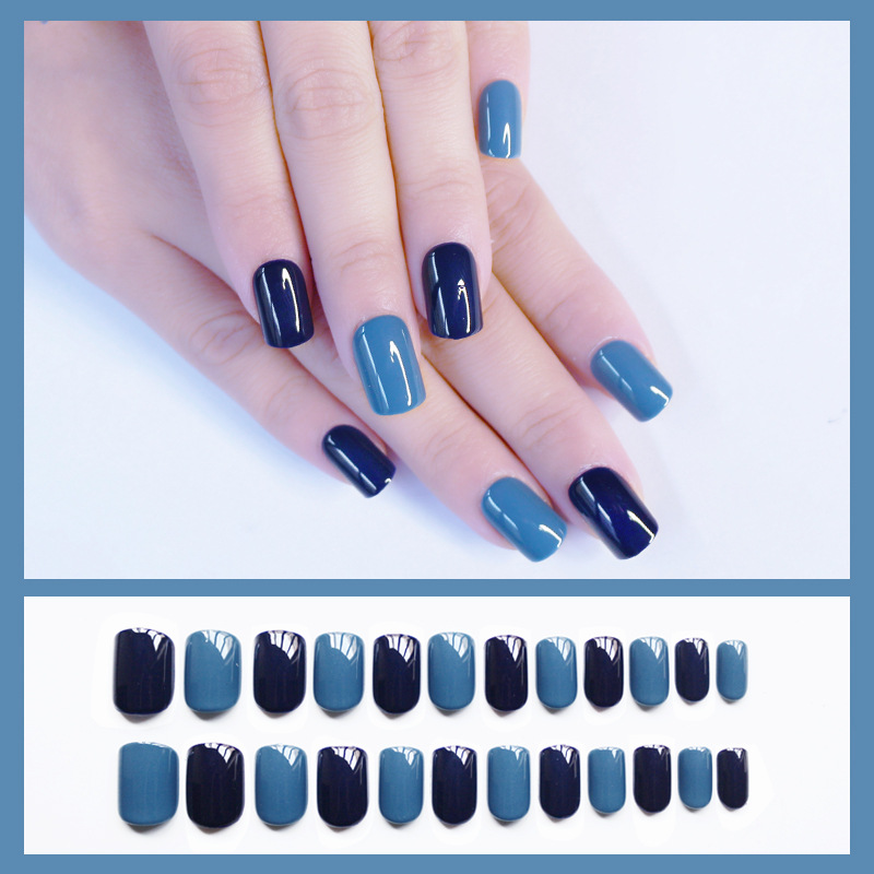Short square-headed false nail patches for autumn and winter color contrast wearing nails, maple leaf red and dark green mixed monochrome nail art products pic 20