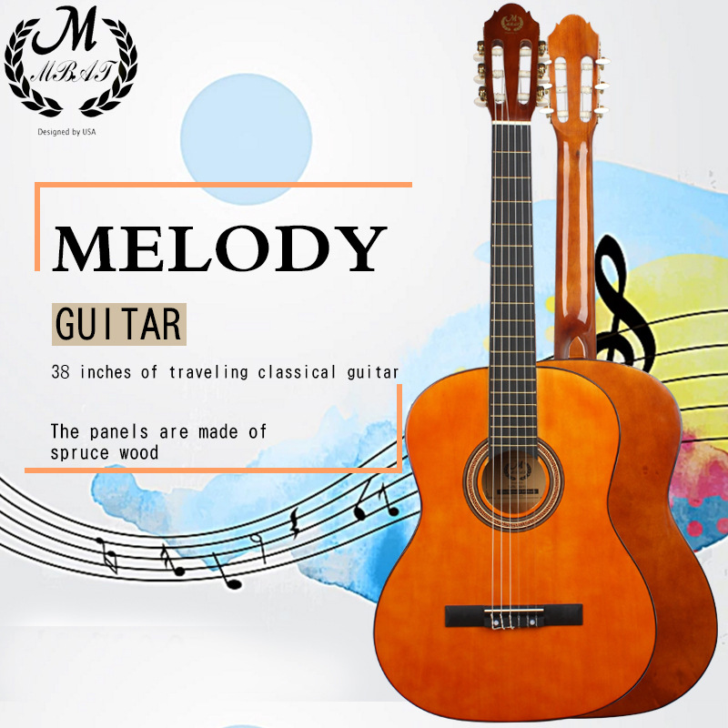 38寸古典吉他成人初学木吉他圆角吉他椴木包边外贸批发guitar乐器详情8