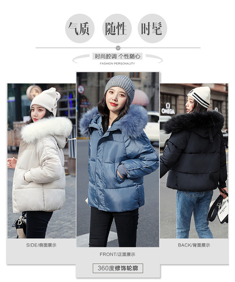 New winter cotton-padded jacket, thickened cotton-padded jacket, down cotton-padded jacket for women, short Korean-style fitted hooded bread jacket pic 2