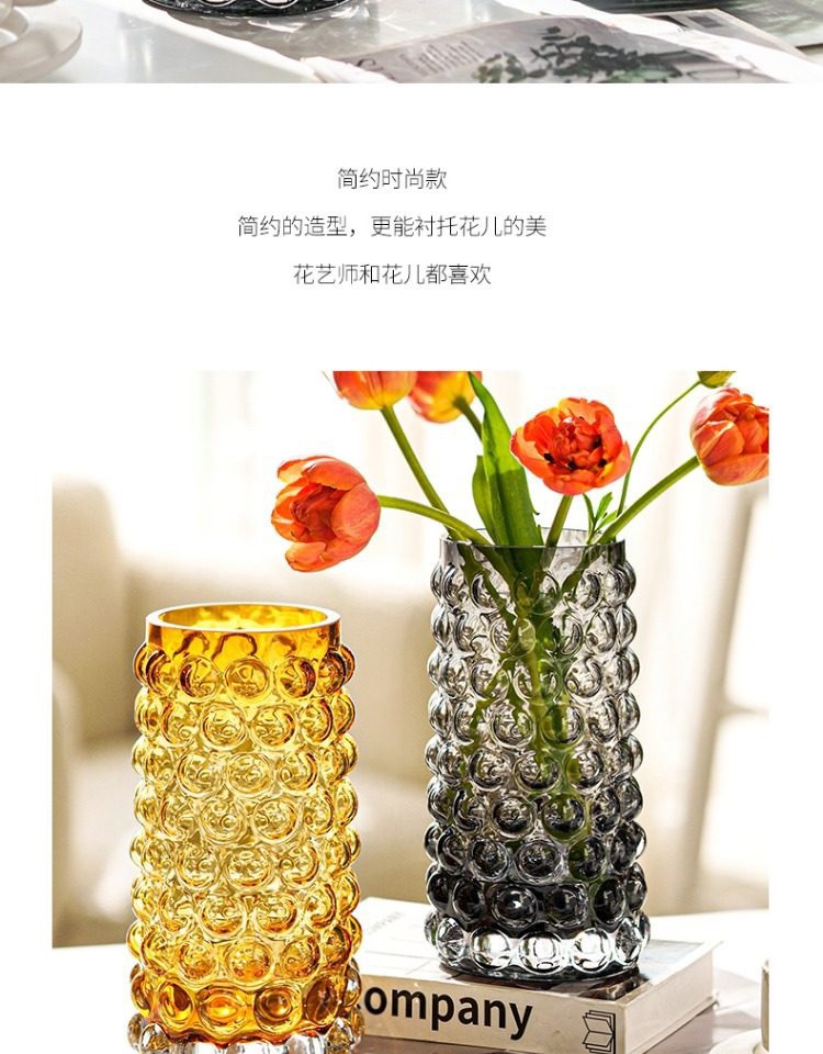 摆件ins风 玻璃花瓶高颜值水滴 玄关客餐厅花瓶插花高级感装饰品详情2