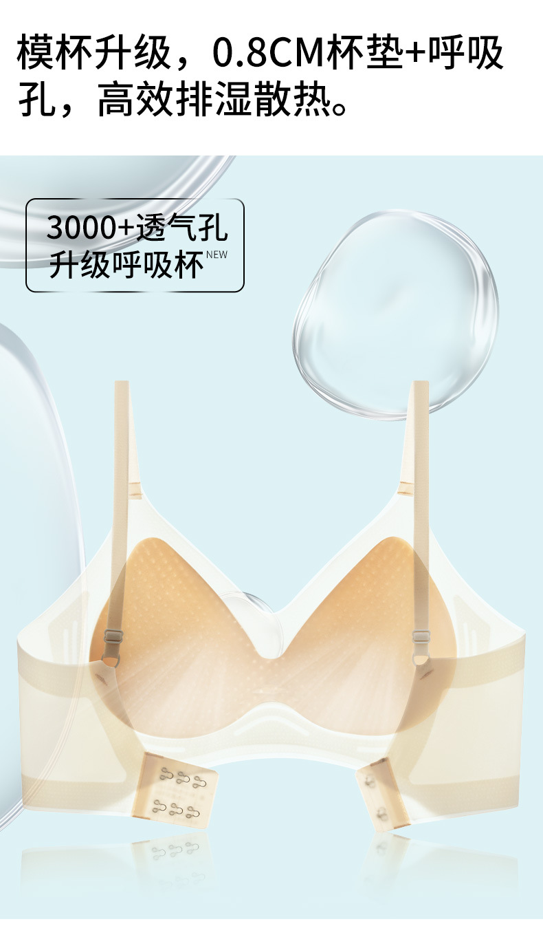 夏季美背薄款无痕内衣大胸显小无钢圈后排扣收副乳防下垂上托文胸详情4
