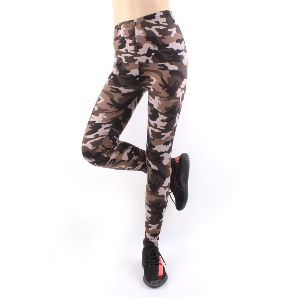 Camouflage leggings, stretch large size camouflage yoga pants, tight nine-inch pants, sports leggings pic 30