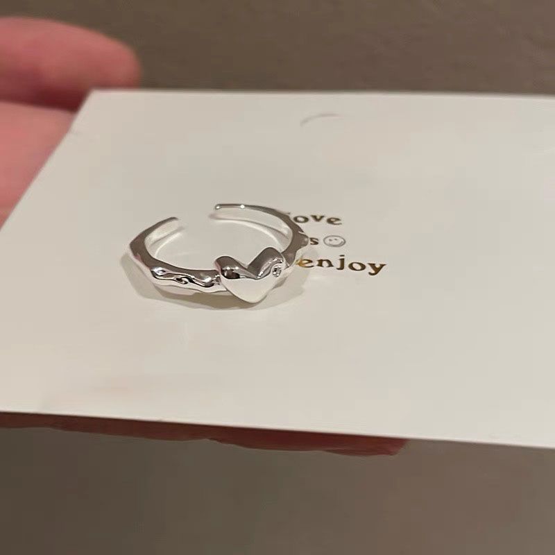爱心素圈锆石开口戒指女小众设计冷淡风指环轻奢高级感个性食指戒详情8