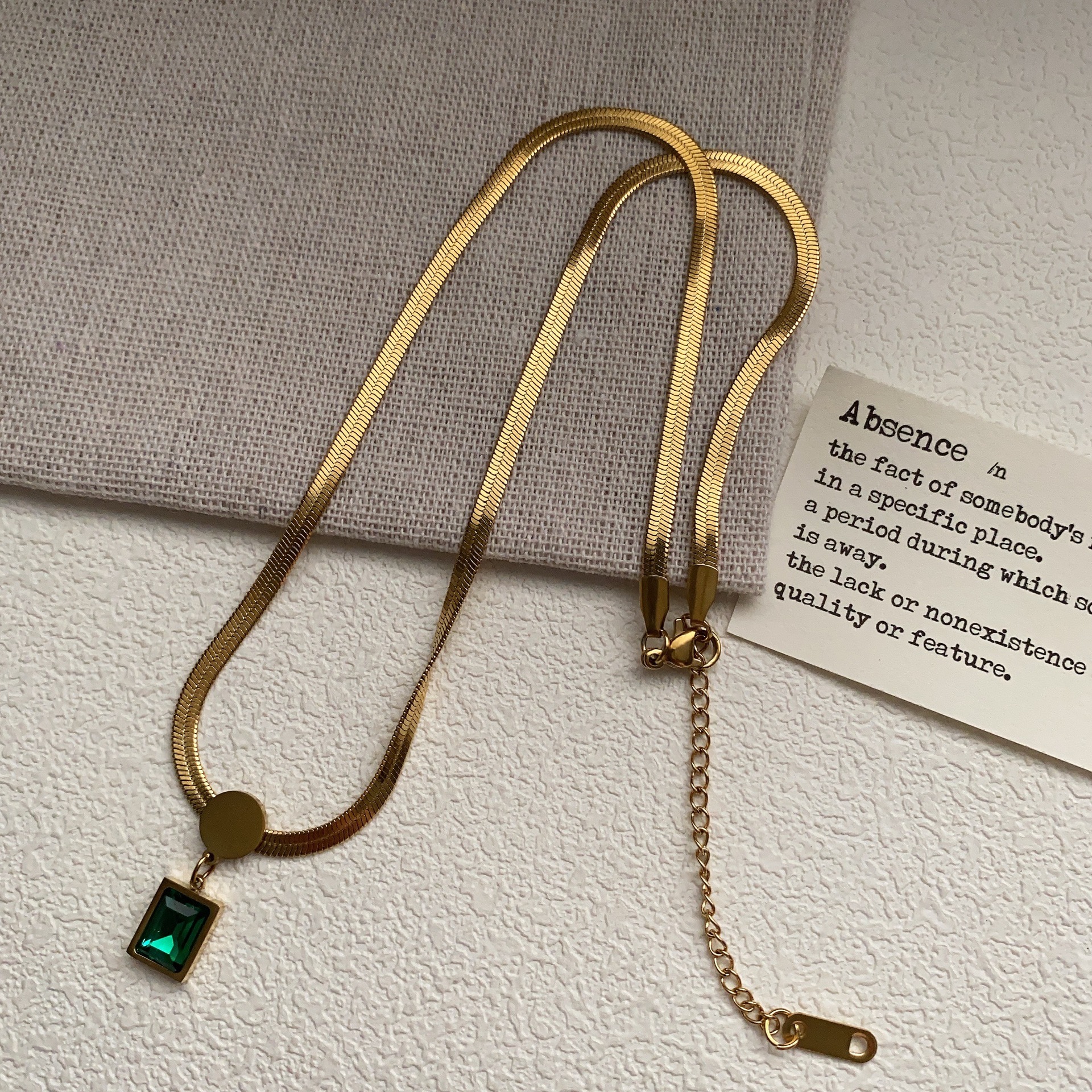Gold brick titanium steel necklace for women, light luxury, high-end design sense, niche golden collarbone chain, 2025 new trendy sweater chain pic 23