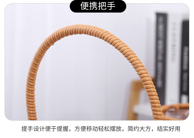 跨境专供现货供应皮筋仿藤花篮 道具摆件手工编织藤编提篮 插花花详情14