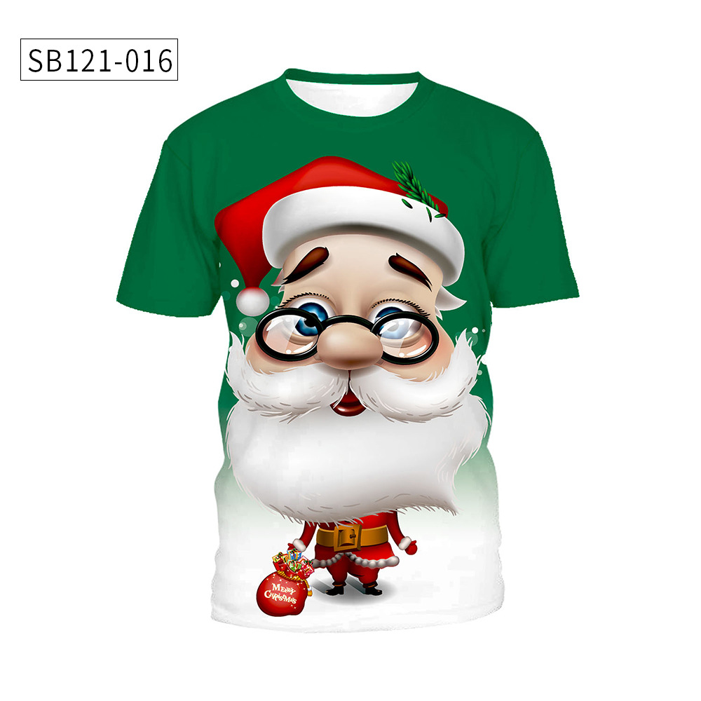 圣诞节Christmas新款 欧美青年短袖男女情侣装款式圆领T恤详情18