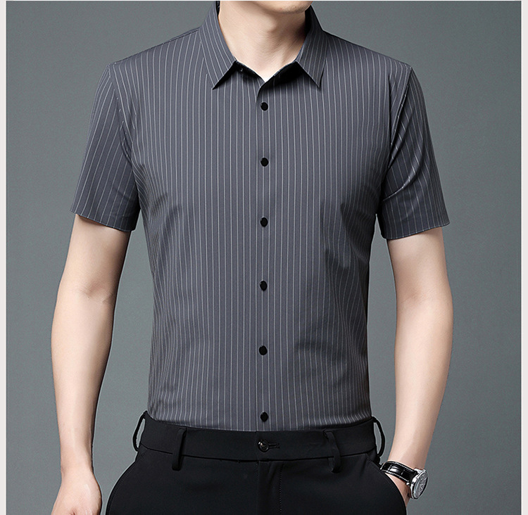 其力男装衬衫短袖男款2023夏季新款商务锦氨高弹力无痕寸衫t恤男详情19