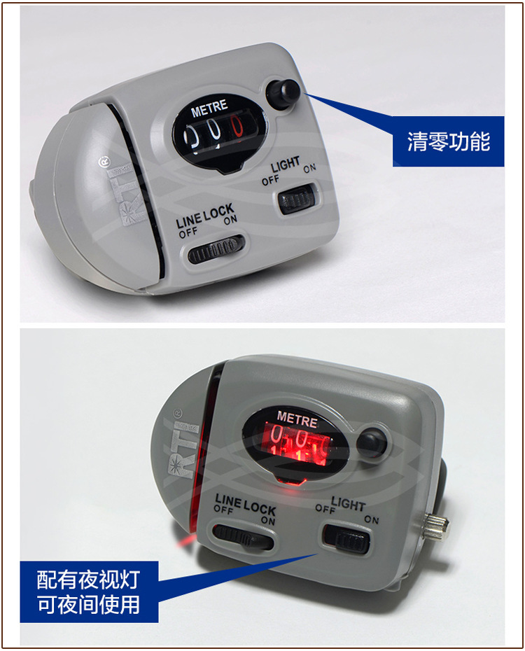RTI LC01 99.9 Fishing line wheel Counter, meter gauge, night vision light, fishing gear accessories, fishing supplies and tools pic 4