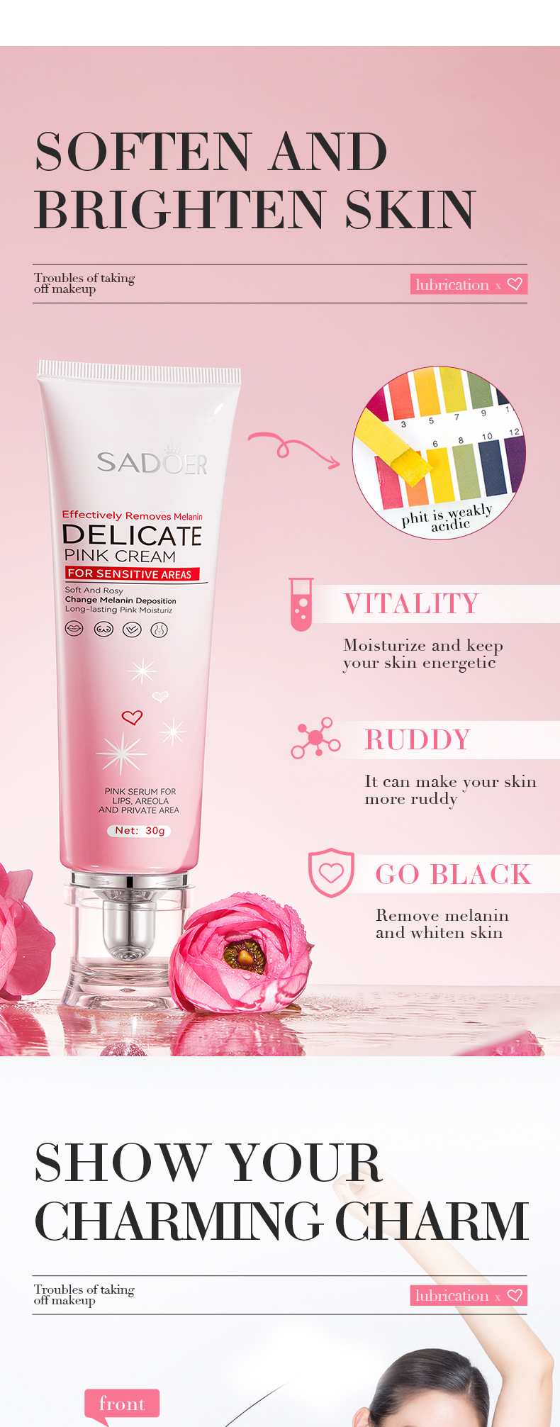 Cross-border export of 30g SADOER Moisturizing Gel Body care Lotion in full English pic 3