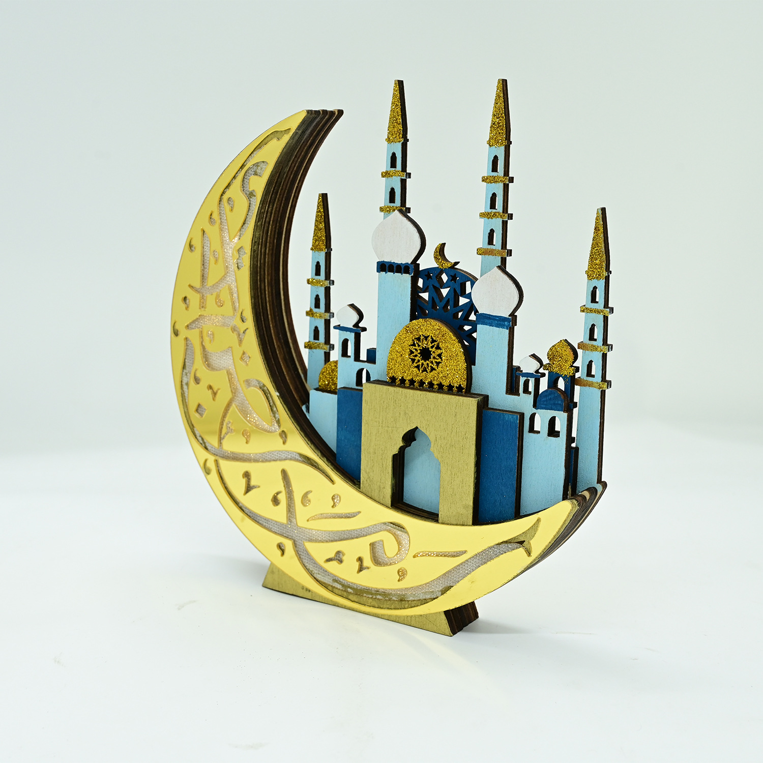 新款穆斯林LED立体木质城堡摆件 伊斯兰古尔邦节装饰品摆饰详情17