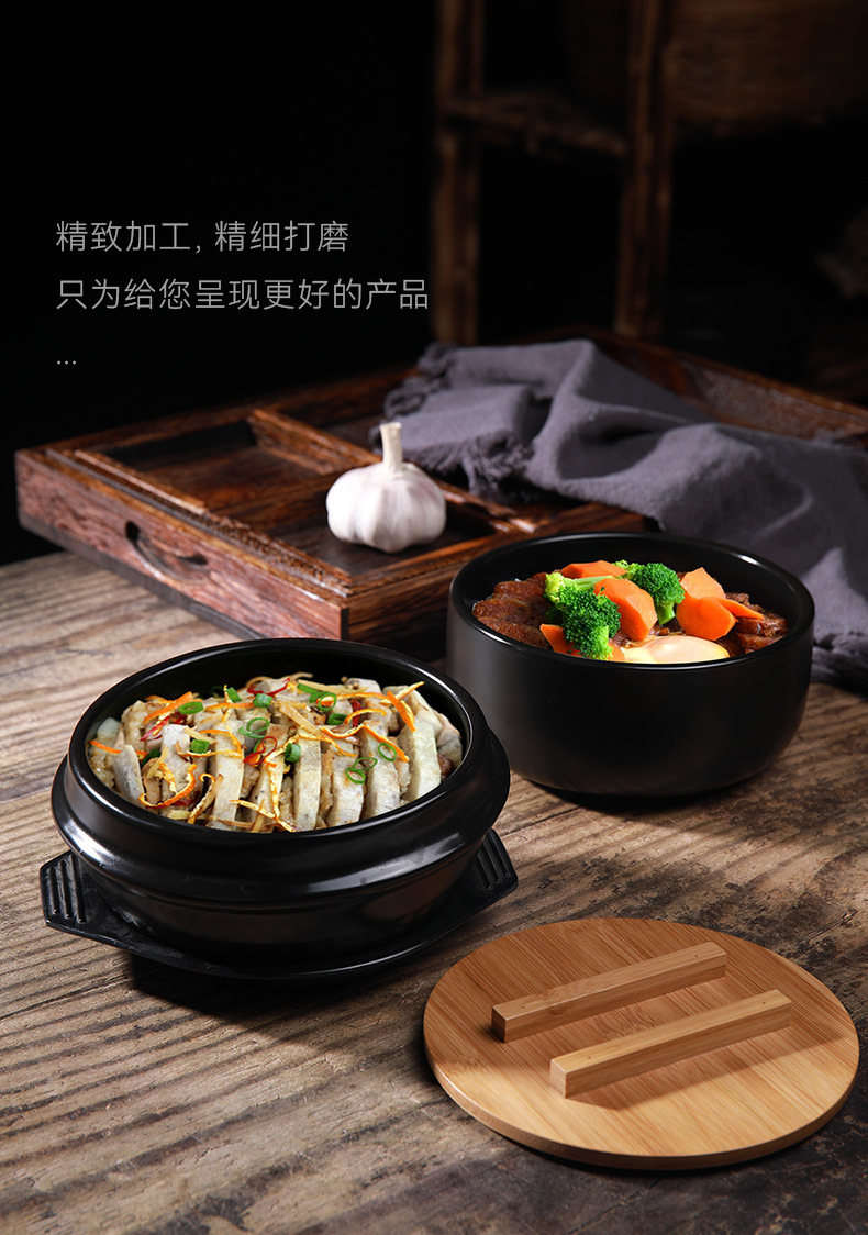 Korean stone pot bibimbap dry pot Korean ceramic pot commercial braised chicken clay pot 煲仔饭 clay pot high-temperature resistant earthenware pot pic 29