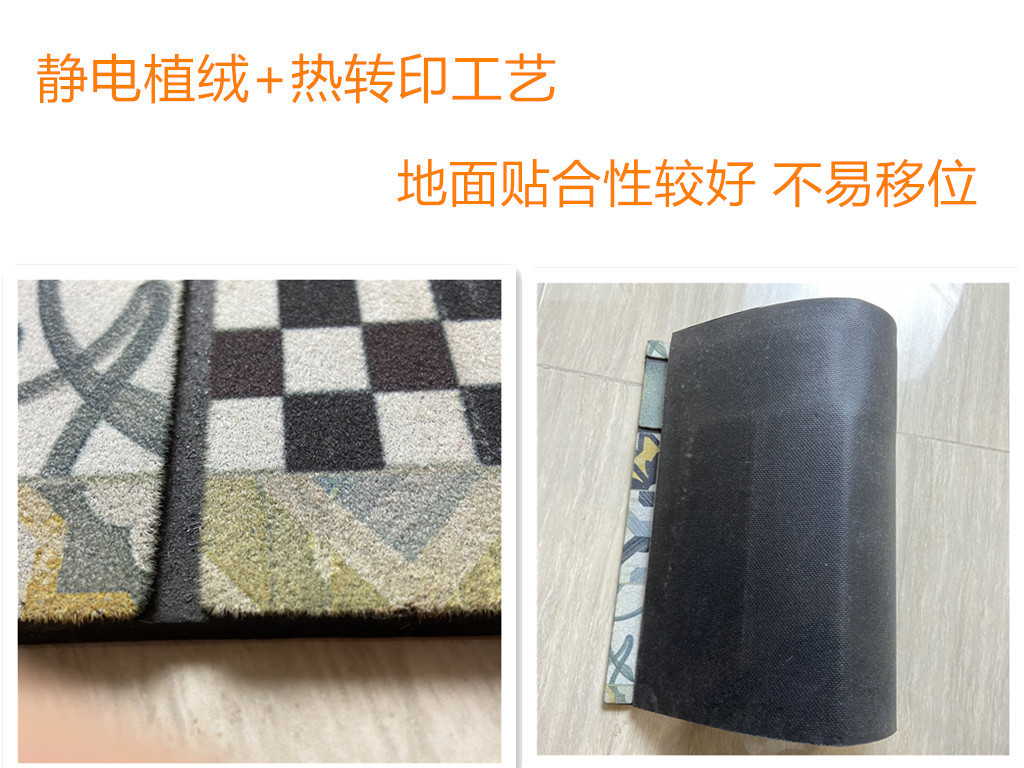 Customizable patterned rubber flocked floor MATS, indoor and outdoor entrance door MATS, heavy-duty rubber floor MATS pic 3