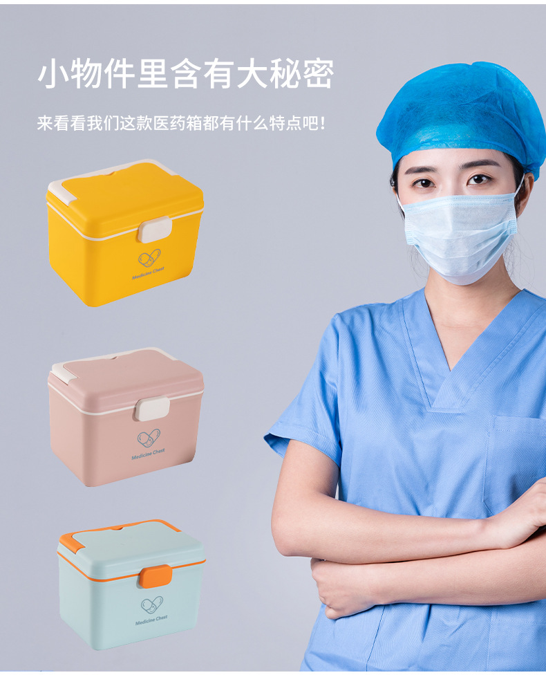 Family double-layer medicine box, large-capacity medicine box, emergency medical care and medical storage, plastic medicine box storage box pic 7