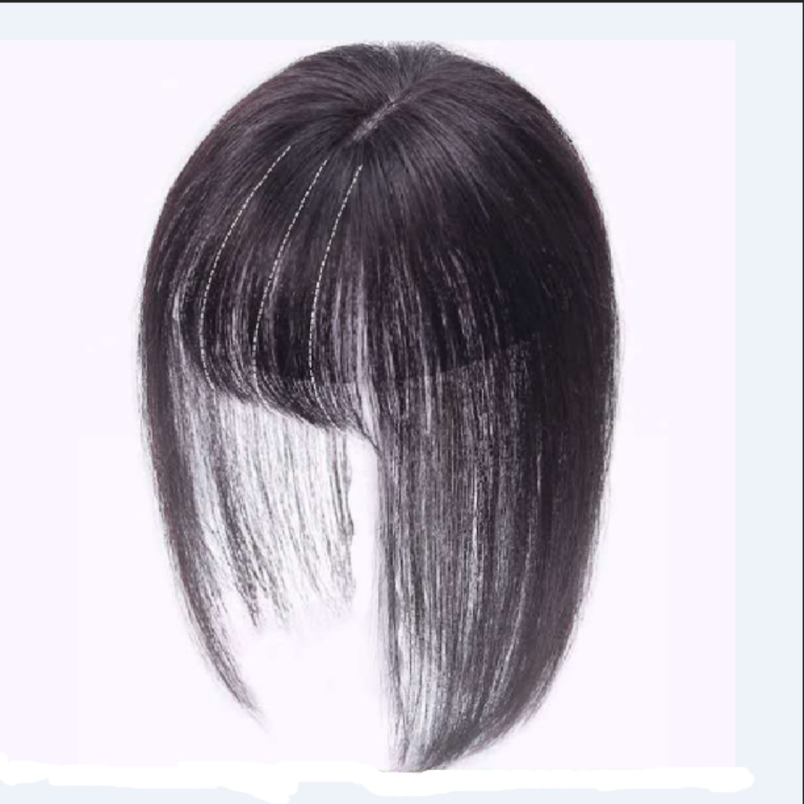 3D bangs, real human hair strands, hair replacement pieces for women, natural, light and seamless, top-of-the-head hair replacement wig pieces factory wholesale pic 5