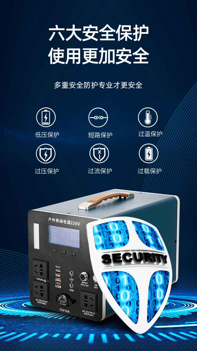 220V outdoor portable mobile energy storage power supply, large-capacity solar fast charging, emergency backup power supply for self-driving Tours pic 8