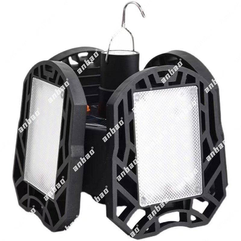 Cross-border outdoor charging solar professional camping lamp, high-intensity LED remote control lamp, folding lighting, three-leaf folding pic 4