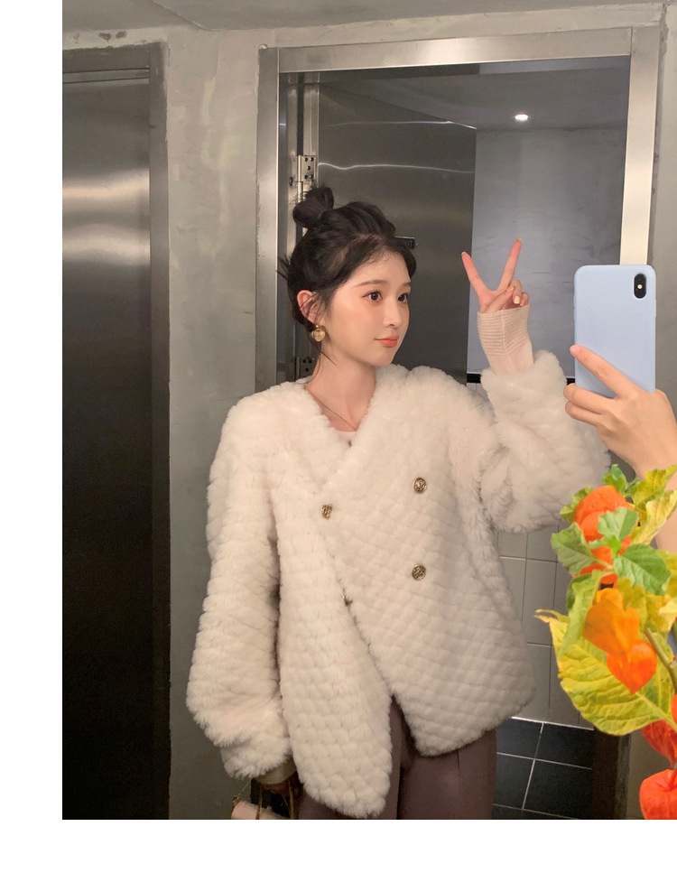 冬季新年羊羔毛皮草短款女网红羊剪绒布加迪全羊毛年轻短外套详情48