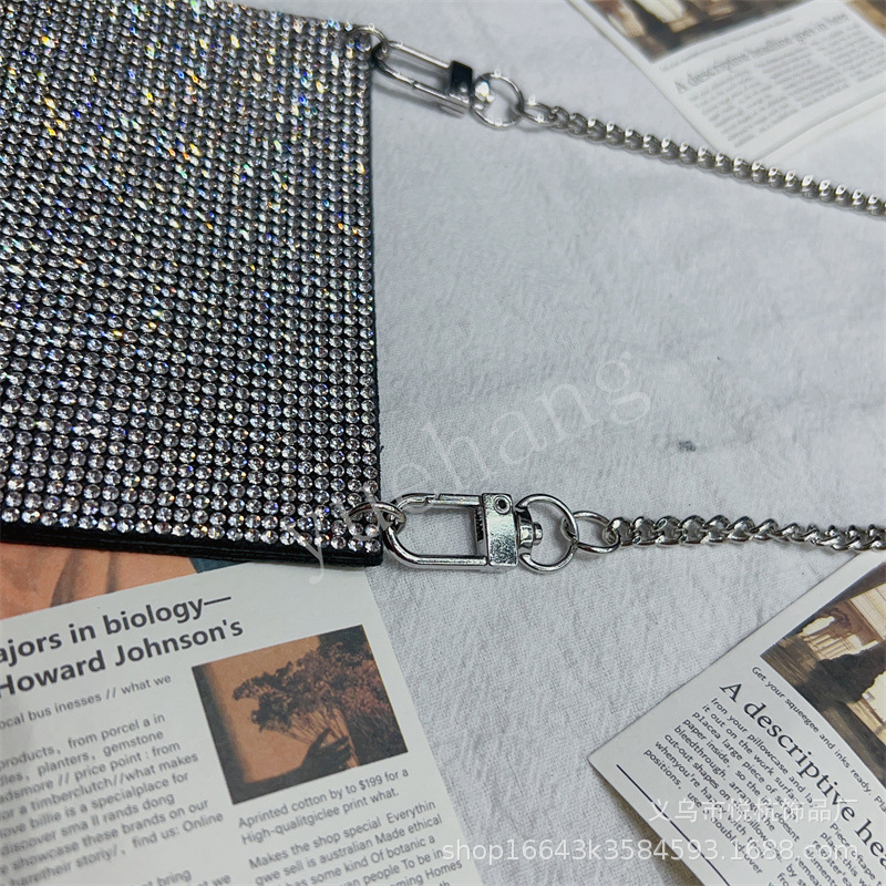 跨境电商水钻皮革链条斜挎单肩手机包竖款百搭女包时尚斜跨包详情12