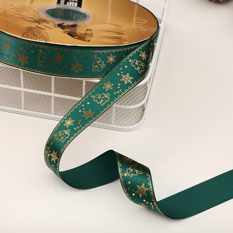 Dingxin Christmas Ribbon Wholesale: 2.5CM Christmas gifts, gold-embossed printed packaging ribbons, Christmas tree ribbons pic 62