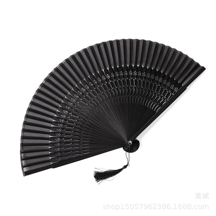 烤漆黑色红色扇子折扇中国风女式古风古典舞蹈扇工艺扇亚马逊扇详情2