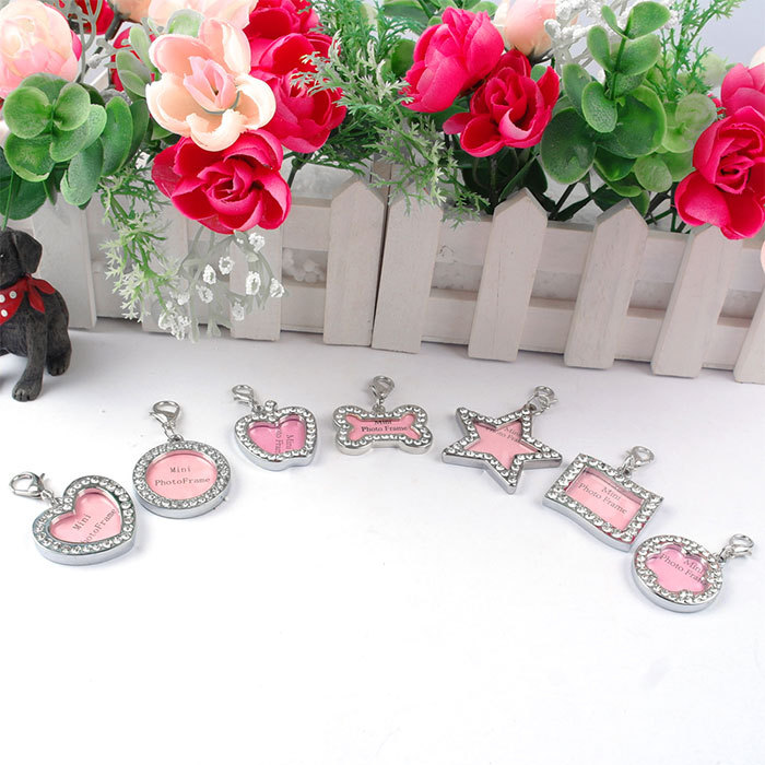 Factory direct supply of cross-border in-stock handwritten heart-shaped dog pendants, pet identity tags, Easter and Christmas diamond-encrusted dog tags pic 34