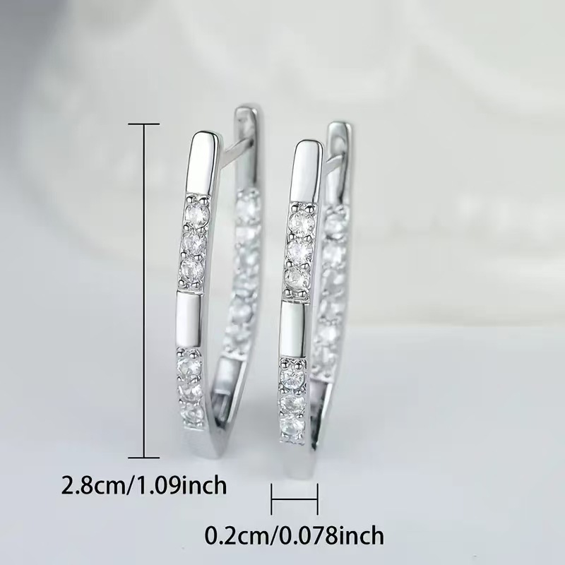 The new fashionable micro-inlaid zircon V-shaped high-end earrings are unique geometric earrings for women, with a distinctive and niche style that exudes a trendy vibe pic 5