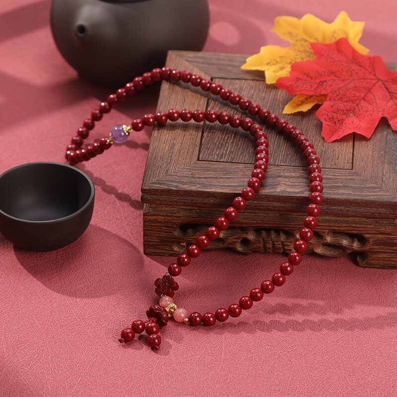 批发紫砂手链好运莲花多圈幸运五叶草手串项链国潮两用设计感手饰详情4