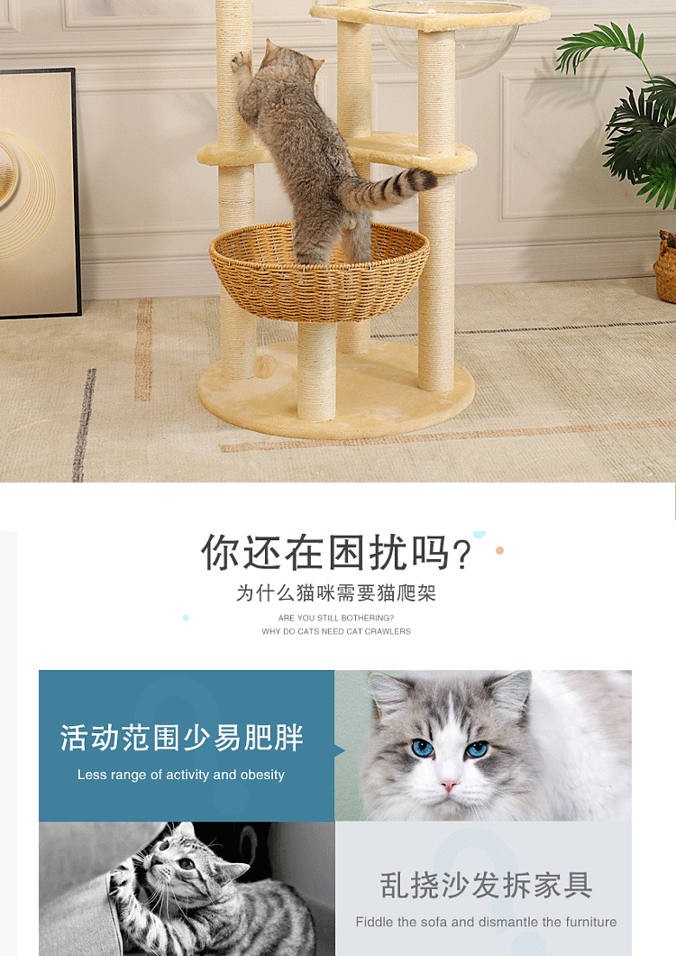 藤编猫爬架猫窝猫树一体不占地大型日式剑麻实木高层跳台四季通用详情3