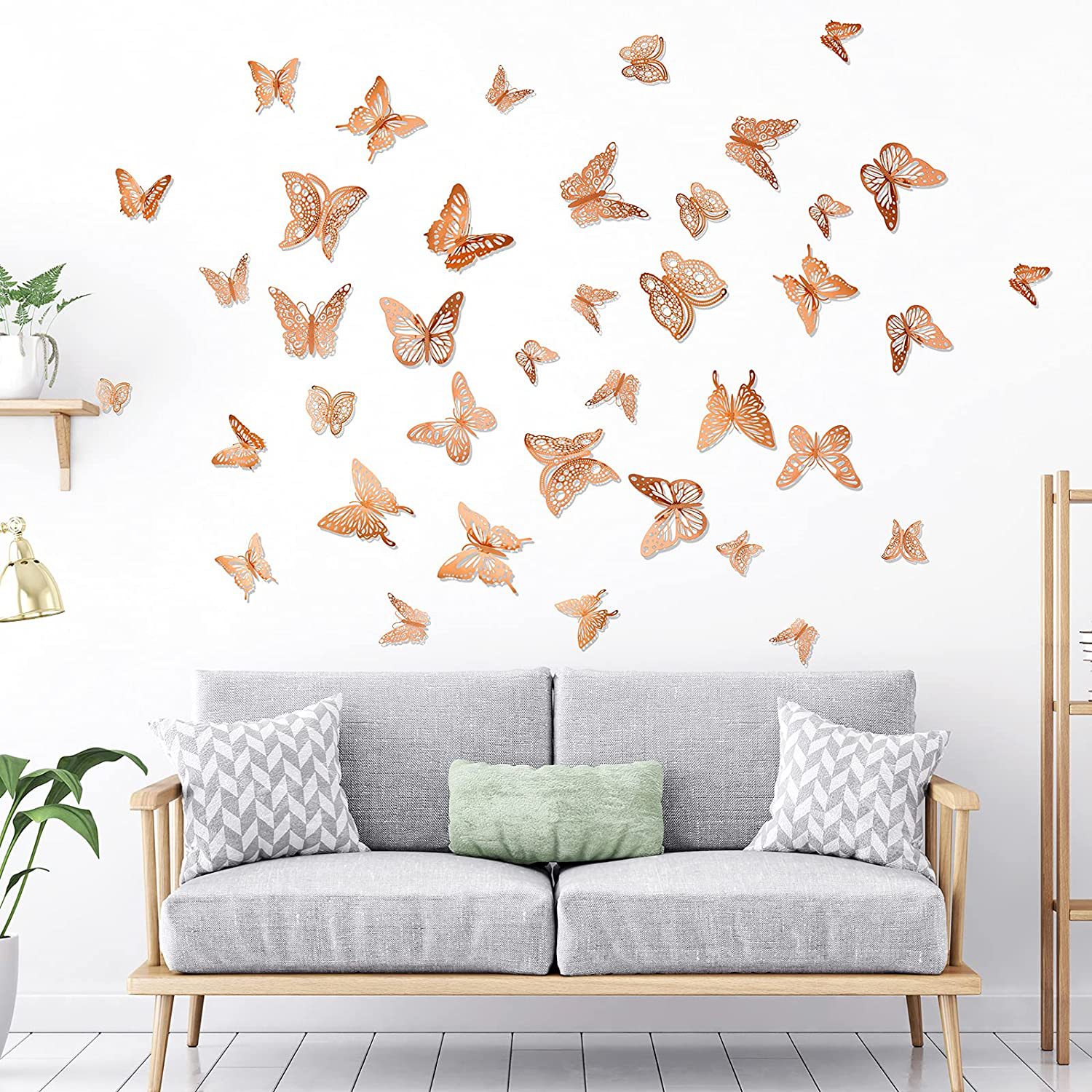 亚马逊12只3D镂空蝴蝶墙贴 圣诞节庆节日布置装饰贴纸 立体蝴蝶详情6