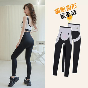 春夏卡卡鲨鱼裤女高腰收腹打底裤提臀芭比裤瘦腿瑜伽裤悬浮裤批发详情1
