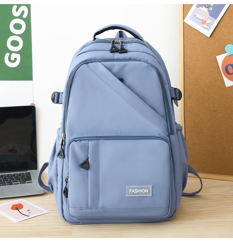 纯色学生书包女批发轻便大容量中大学生双肩包女3-6年级校园背包详情7
