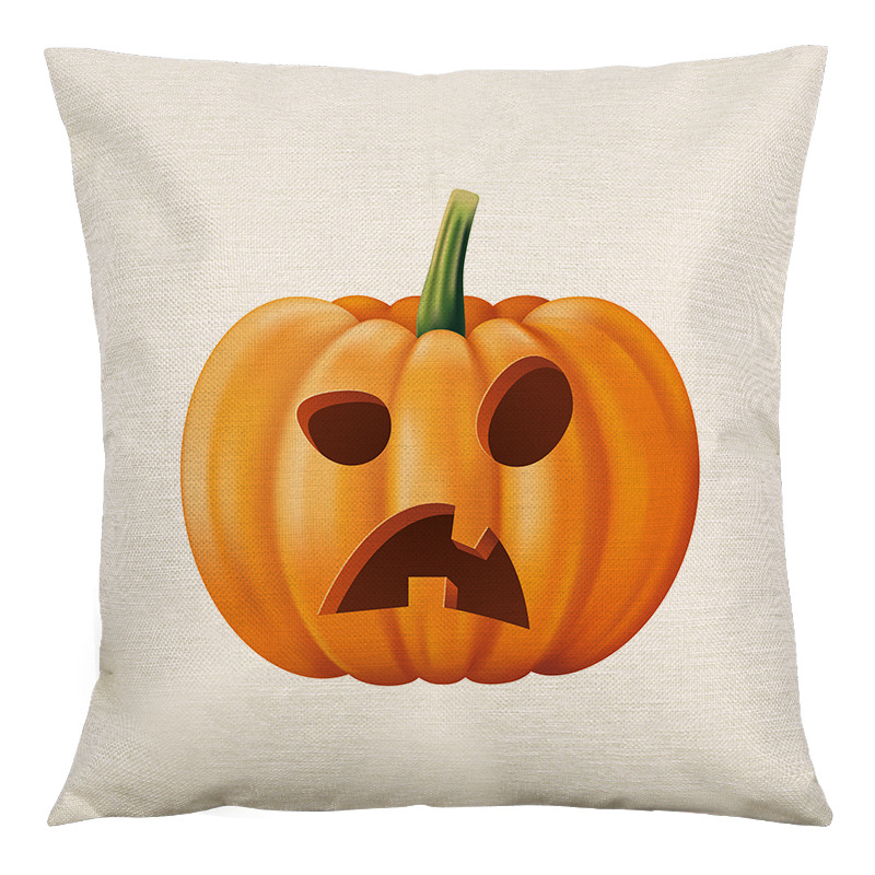 Halloween pumpkin linen pillowcase home fabric cushion pic 2