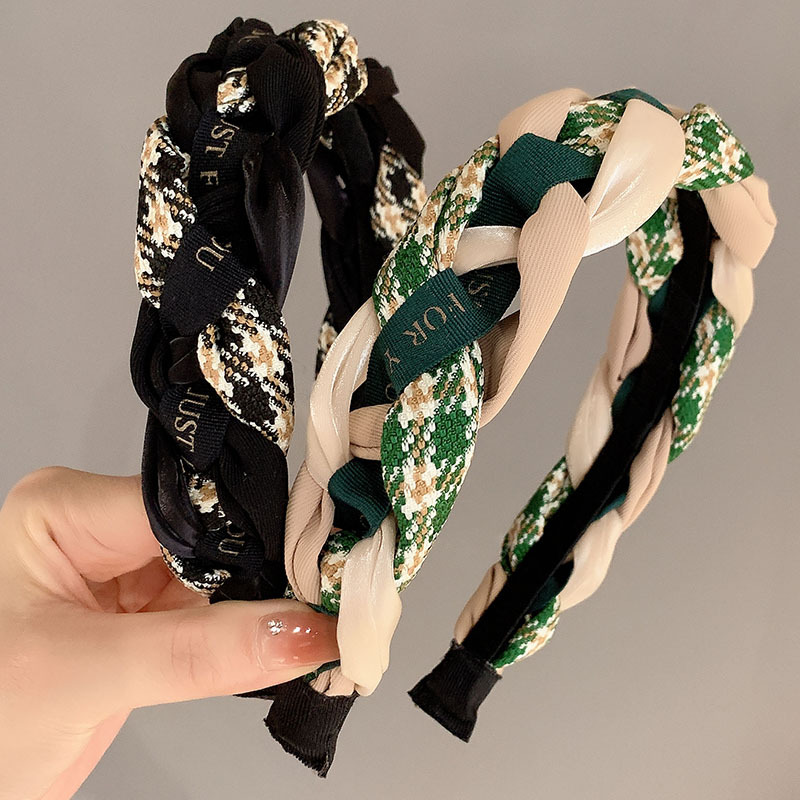 复古编织麻花发箍女简约气质刘海发卡高颅顶黑色洗脸百搭外出头箍详情6