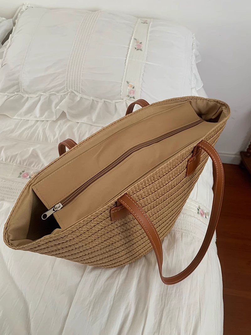 草编包包女大容量2023新款度假沙滩包编织水桶包菜篮通勤托特包潮详情8