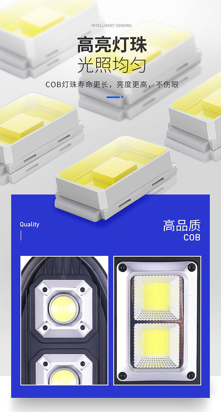 Solar street lamps, sensor courtyard wall lamps, smart remote-controlled lighting fixtures, COB new rural street lamps, cross-border new models pic 6