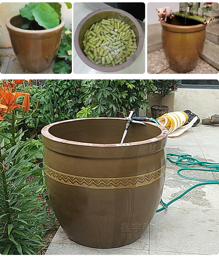 批发老式水缸带木盖水缸家用储水陶瓷腌菜缸酿酒发酵缸大口缸米缸详情2