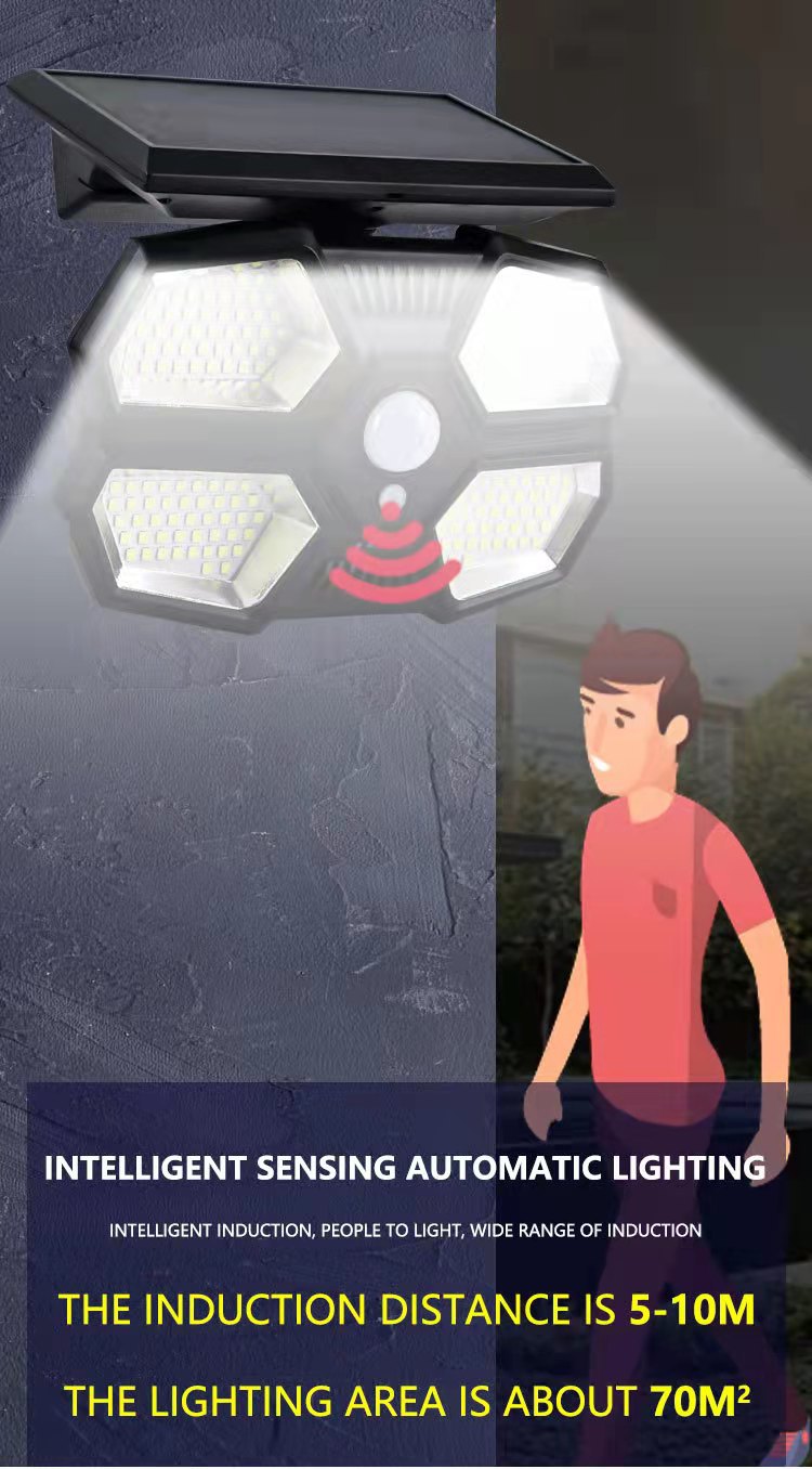 Cross-border new solar human body sensor wall lamp, outdoor split garden lamp 180COB, outdoor fence landscape lamp pic 11