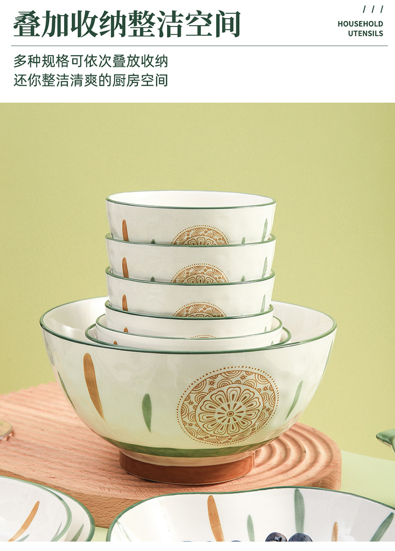 Bowl and plate set: Home creative ceramic, Japanese soup bowl, Nordic simple rice bowl and plate, single-person dining tableware, ins style pic 16