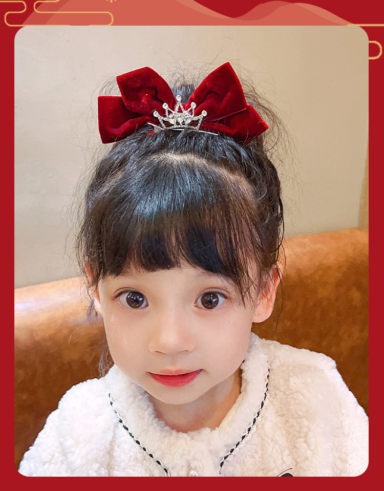 儿童新款皇冠蝴蝶结发夹小女孩新年发饰公主发卡夹子宝宝新款头饰详情2