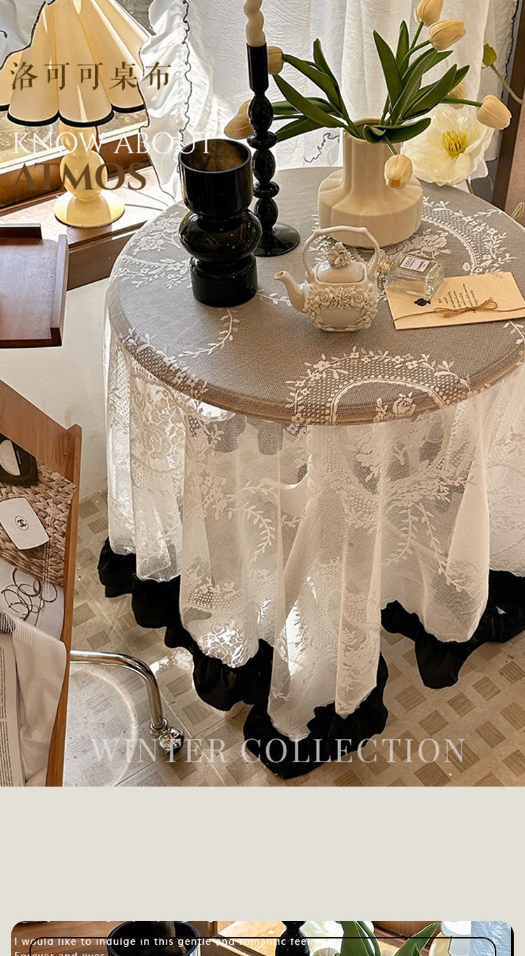 Amazon lace French court tablecloth with ruffled edge patchwork, cross-border retro high-end new tablecloth on Xiaohongshu pic 7
