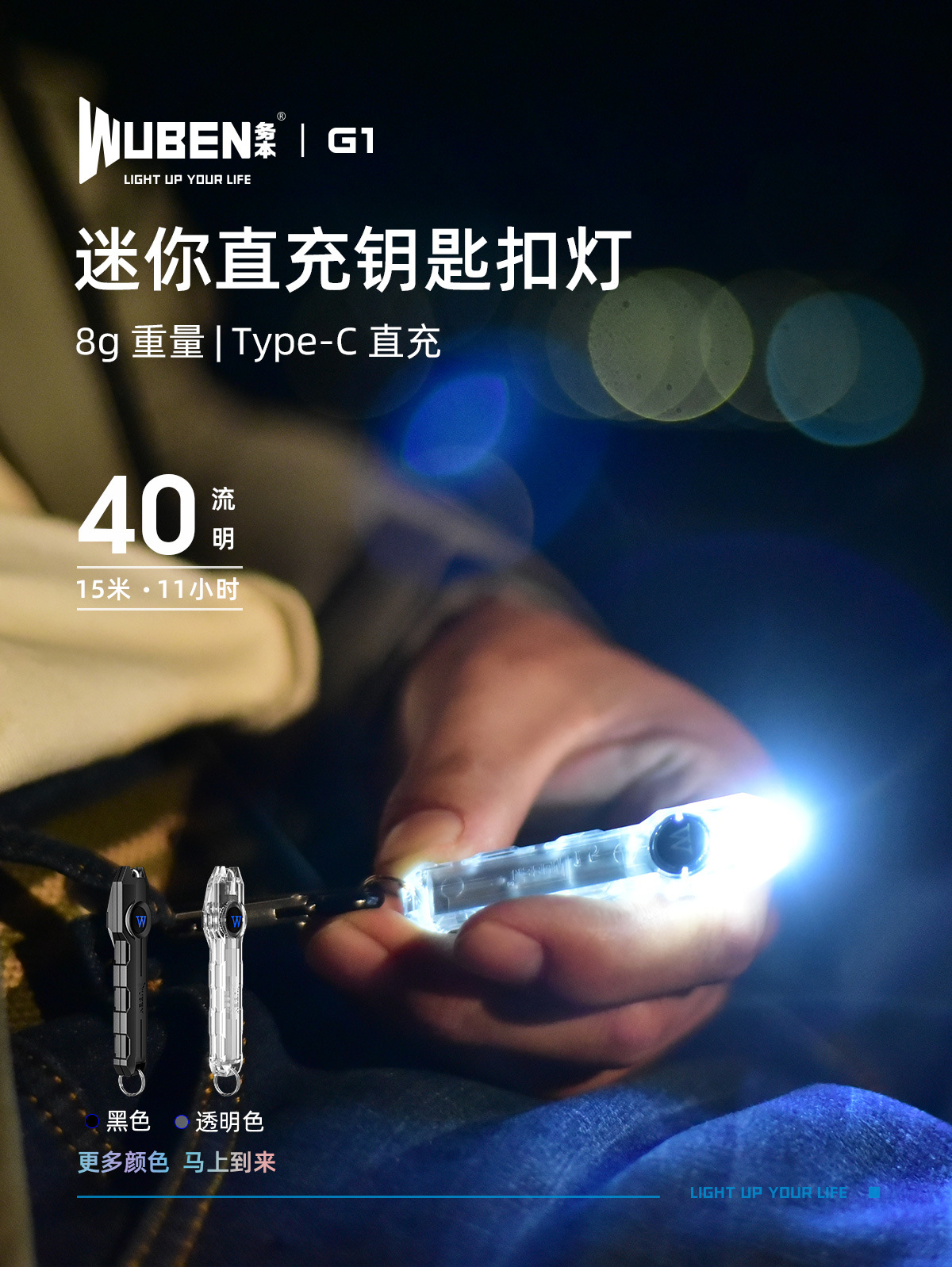 Wuben G1 multi-functional type c fast-charging outdoor keychain lamp Portable Camping mini flashlight pic 1