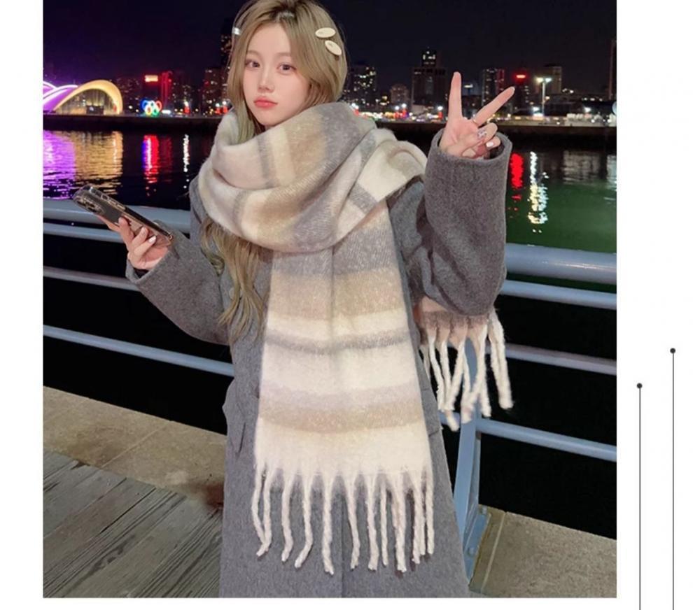 Merad sentido bufanda mujeres invierno 2024 nueva versión coreana multiplo engrosado mahai peluche caliente cuello cuello otoño pic 14