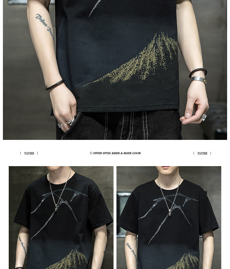 短袖t恤男士夏季新款潮牌ins休闲半袖体恤衫火山岩印花男装上衣服详情19